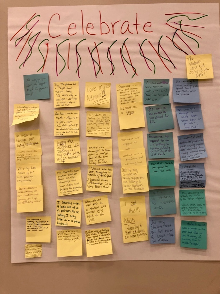 celebrations on sticky notes